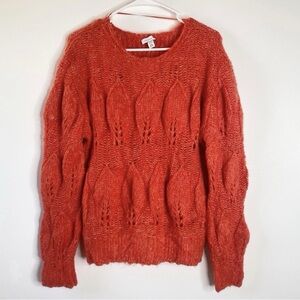 Topshop Womens Eyelash Loose Knit Sweater Sz 12 Red Wool Blend Long Sleeve Cozy